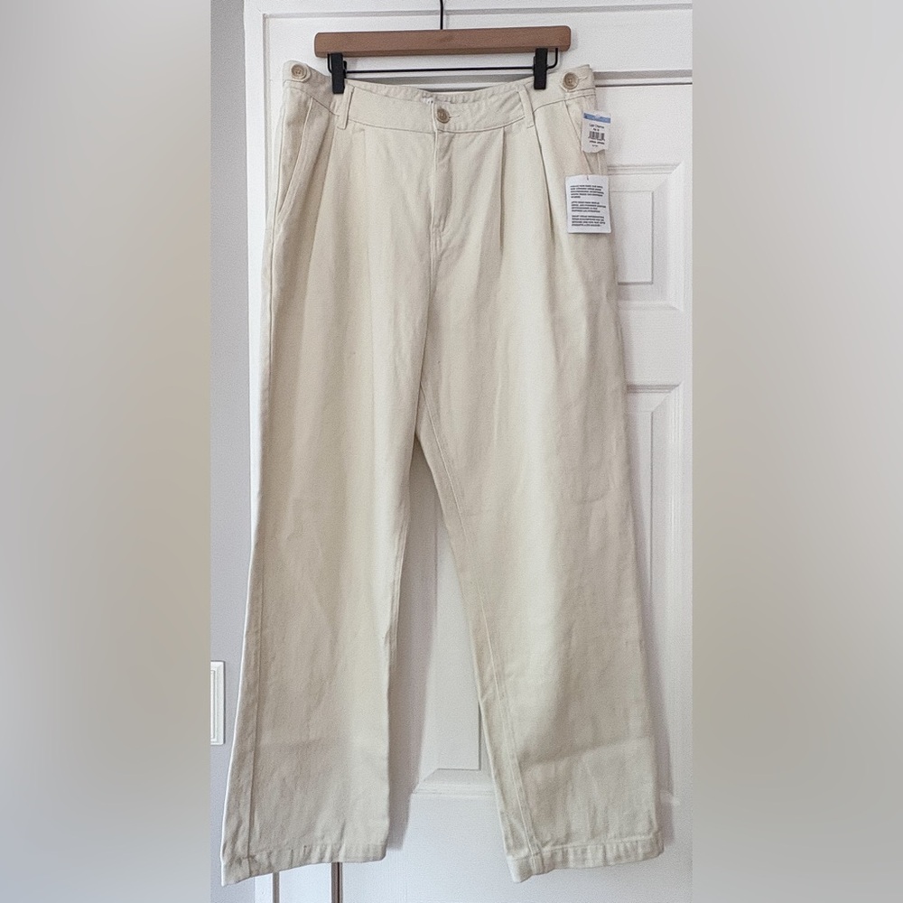 Top Shop Cream Denim Trouser Pants Size 12 NWT